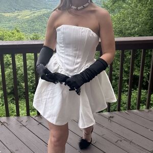 Pretty little thing size 6 white strapless mini corset dress